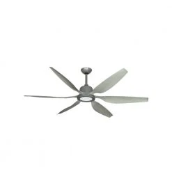 Titan II Wi-Fi 66 in. Integrated LED Indoor/Outdoor Brushed Nickel/Stone Smart Ceiling Fan with Remote Control by TroposAir