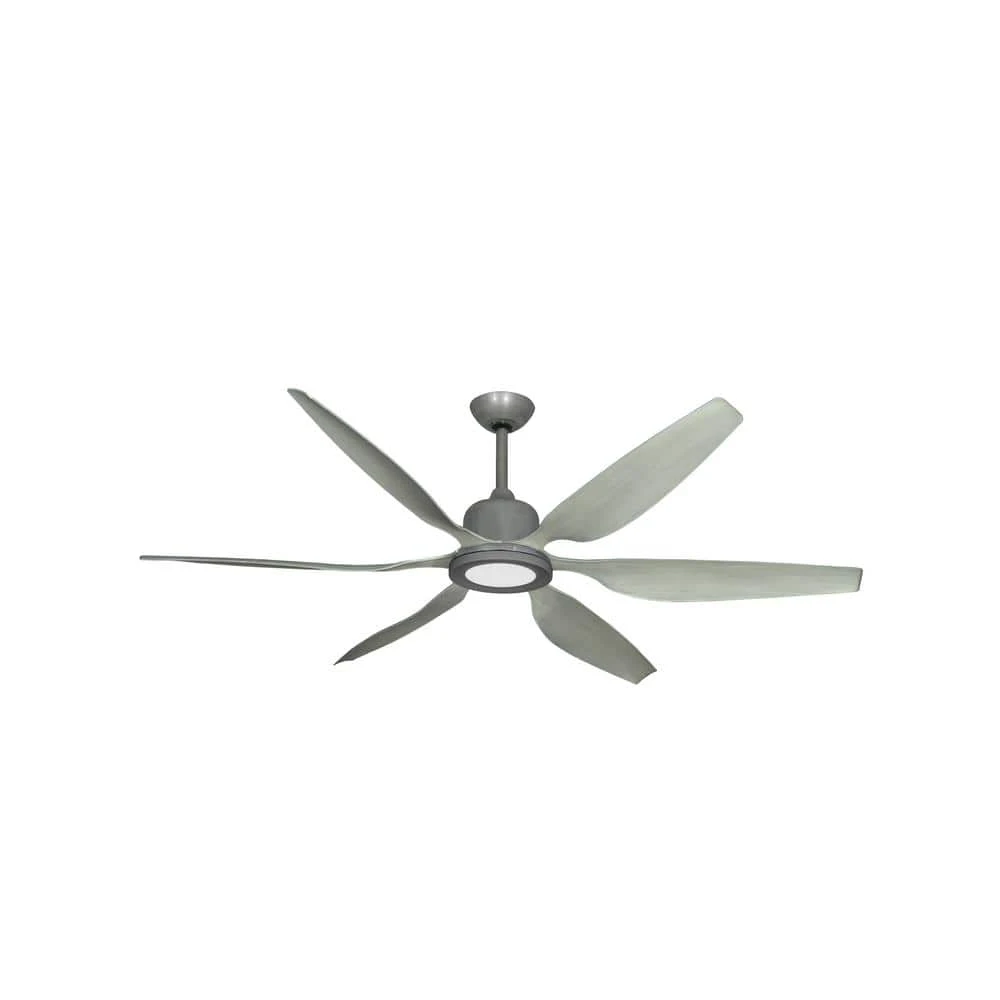 Titan II Wi-Fi 66 in. Integrated LED Indoor/Outdoor Brushed Nickel/Stone Smart Ceiling Fan with Remote Control by TroposAir 3 Titan II Wi-Fi 66 in. Integrated LED Indoor/Outdoor Brushed Nickel/Stone Smart Ceiling Fan with Remote Control by TroposAir