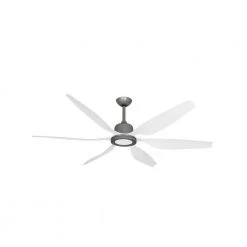 Titan II Wi-Fi 66 in. Integrated LED Indoor/Outdoor Brushed Nickel/PW Smart Ceiling Fan with Remote Control by TroposAir