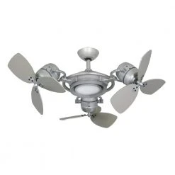 TriStar II 3 x 18 in. LED Brushed Nickel Triple Ceiling Fan and Light with Remote Control by TroposAir