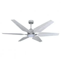 Optum 60 in. Integrated LED Indoor/Outdoor Brushed Nickel Smart Ceiling Fan with Light and Remote Control by TroposAir