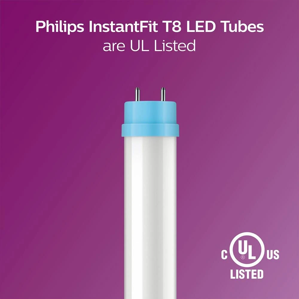 32W Equivalent 4 ft. Linear T8 Type A Instant Fit Cool White LED Tube Light Bulb (4000K) (10-Pack) by Philips 8 32W Equivalent 4 ft. Linear T8 Type A Instant Fit Cool White LED Tube Light Bulb (4000K) (10-Pack) by Philips - Image 6