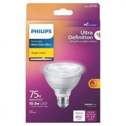 75-Watt Equivalent PAR30s Ultra-Definition High Output E26 LED Light Bulb Bright White with Warm Glow 3000K (1-Pack) by Philips -Philips Lighting Shop glass philips led light bulbs 568311 4f 1000