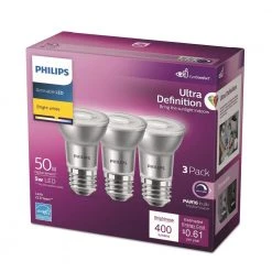 50-Watt Equivalent PAR16 Ultra-Definition Dimmable E26 LED Light Bulb Bright White 3000K (3-Pack) by Philips 16 50-Watt Equivalent PAR16 Ultra-Definition Dimmable E26 LED Light Bulb Bright White 3000K (3-Pack) by Philips -Philips Lighting Shop glass philips led light bulbs 570762 4f 1000