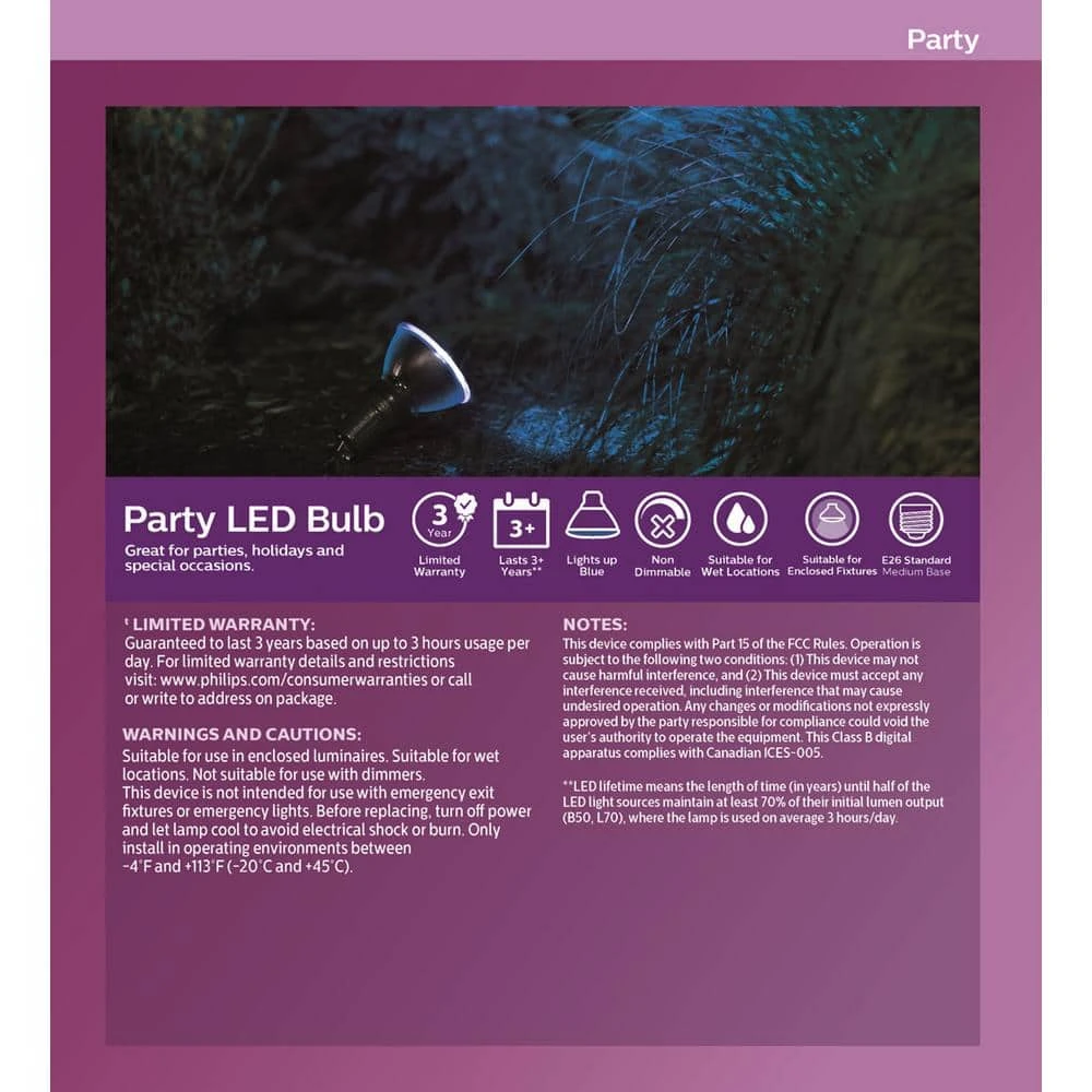 90-Watt Equivalent PAR 38 LED Flood Blue by Philips 8 90-Watt Equivalent PAR 38 LED Flood Blue by Philips - Image 6