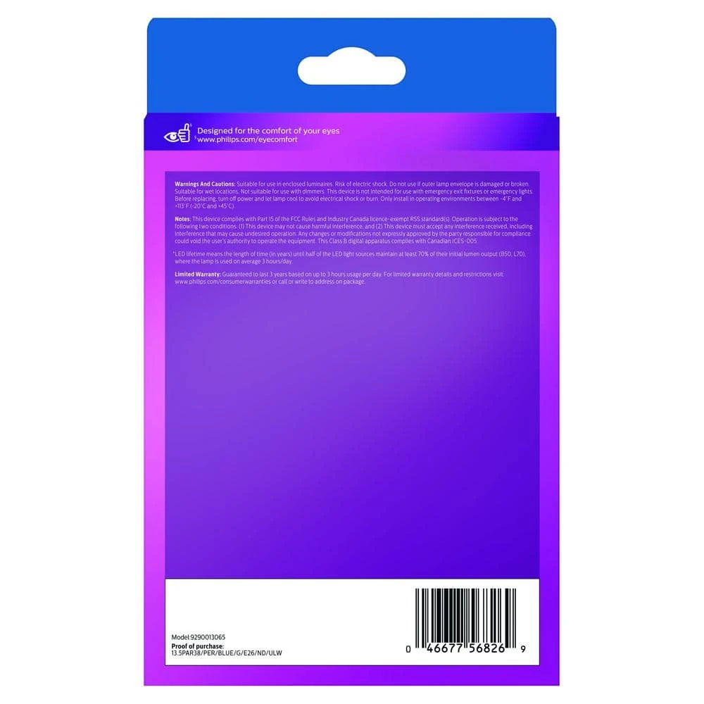 90-Watt Equivalent PAR 38 LED Flood in Blue by Philips 6 90-Watt Equivalent PAR 38 LED Flood in Blue by Philips - Image 4