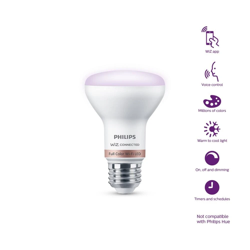 Color and Tunable White R20 45W Equivalent Dimmable Smart Wi-Fi WiZ Connected LED Light Bulb by Philips 7 Color and Tunable White R20 45W Equivalent Dimmable Smart Wi-Fi WiZ Connected LED Light Bulb by Philips - Image 5