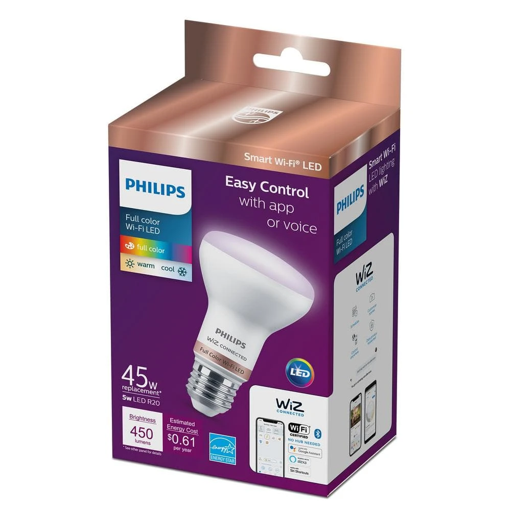 Color and Tunable White R20 45W Equivalent Dimmable Smart Wi-Fi WiZ Connected LED Light Bulb by Philips 5 Color and Tunable White R20 45W Equivalent Dimmable Smart Wi-Fi WiZ Connected LED Light Bulb by Philips - Image 3