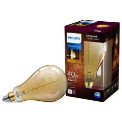 40-Watt Equivalent A50 Dimmable Vintage Glass Edison LED Large Light Bulb Amber Warm White (2000K) by Philips 21 40-Watt Equivalent A50 Dimmable Vintage Glass Edison LED Large Light Bulb Amber Warm White (2000K) by Philips -Philips Lighting Shop philips edison bulbs 536276 4f 1000