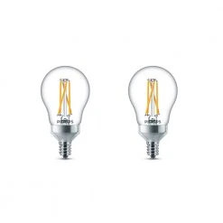 60-Watt Equivalent A15 Dimmable Candelabra Base LED Light Bulb with Warm Glow Dimming Effect Soft White (2-Pack) by Philips