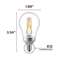 60-Watt Equivalent A15 Dimmable Candelabra Base LED Light Bulb Soft White with Warm Glow Dimming Effect (4-Pack) by Philips -Philips Lighting Shop philips edison bulbs 548999 66 1000 2