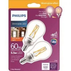 60-Watt Equivalent A15 Dimmable Candelabra Base LED Light Bulb Soft White with Warm Glow Dimming Effect (4-Pack) by Philips -Philips Lighting Shop philips edison bulbs 548999 77 1000 2