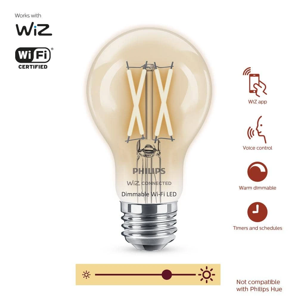 Soft White A19 LED 40W Equivalent Dimmable Smart Wi-Fi Wiz Connected Wireless Light Bulb by Philips 5 Soft White A19 LED 40W Equivalent Dimmable Smart Wi-Fi Wiz Connected Wireless Light Bulb by Philips - Image 3