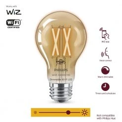 Amber A19 LED 40W Equivalent Dimmable Smart Wi-Fi Wiz Connected Wireless Light Bulb by Philips -Philips Lighting Shop philips edison bulbs 555524 1f 1000
