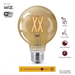 Amber G25 LED 40W Equivalent Dimmable Smart Wi-Fi Wiz Connected Wireless Light Bulb by Philips -Philips Lighting Shop philips edison bulbs 555540 40 1000