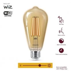 Amber ST19 LED 40-Watt Equivalent Dimmable Smart Wi-Fi Wiz Connected Wireless Light Bulb by Philips -Philips Lighting Shop philips edison bulbs 555565 40 1000