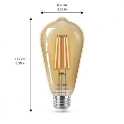 Amber ST19 LED 40-Watt Equivalent Dimmable Smart Wi-Fi Wiz Connected Wireless Light Bulb by Philips -Philips Lighting Shop philips edison bulbs 555565 66 1000