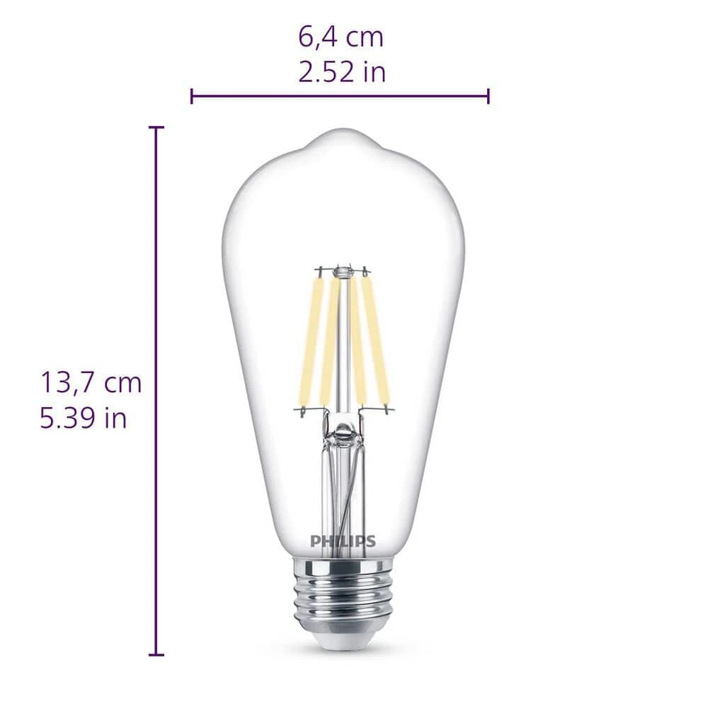 40-Watt Equivalent ST19 Clear Glass Dimmable E26 Vintage Edison LED Light Bulb Daylight 5000K (2-Pack) by Philips 10 40-Watt Equivalent ST19 Clear Glass Dimmable E26 Vintage Edison LED Light Bulb Daylight 5000K (2-Pack) by Philips - Image 8