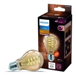60-Watt Equivalent A19 Spiral Filament E26 Base LED Vintage Edison LED Light Bulb 2000K Amber (1-Pack) by Philips -Philips Lighting Shop philips edison bulbs 565796 c3 1000