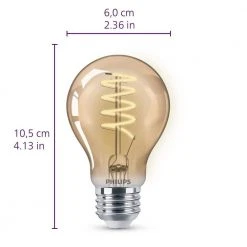 60-Watt Equivalent A19 Spiral Filament E26 Base LED Vintage Edison LED Light Bulb 2000K Amber (1-Pack) by Philips -Philips Lighting Shop philips edison bulbs 565796 fa 1000