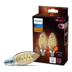 25-Watt Equivalent B11 Spiral Filament E12 Base LED Vintage Edison LED Light Bulb 2000K Amber (2-Pack) by Philips 17 25-Watt Equivalent B11 Spiral Filament E12 Base LED Vintage Edison LED Light Bulb 2000K Amber (2-Pack) by Philips -Philips Lighting Shop philips edison bulbs 565804 c3 1000