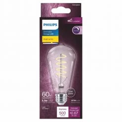 60-Watt Equivalent ST19 Spiral Filament Glass Dimmable E26 Vintage Edison LED Light Bulb Bright White 3000K (1-Pack) by Philips -Philips Lighting Shop philips edison bulbs 565820 4f 1000