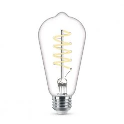 60-Watt Equivalent ST19 Spiral Filament Glass Dimmable E26 Vintage Edison LED Light Bulb Bright White 3000K (1-Pack) by Philips
