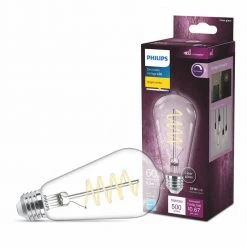 60-Watt Equivalent ST19 Spiral Filament Glass Dimmable E26 Vintage Edison LED Light Bulb Bright White 3000K (1-Pack) by Philips -Philips Lighting Shop philips edison bulbs 565820 c3 1000
