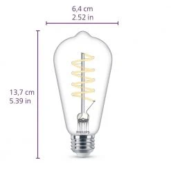 60-Watt Equivalent ST19 Spiral Filament Glass Dimmable E26 Vintage Edison LED Light Bulb Bright White 3000K (1-Pack) by Philips -Philips Lighting Shop philips edison bulbs 565820 fa 1000