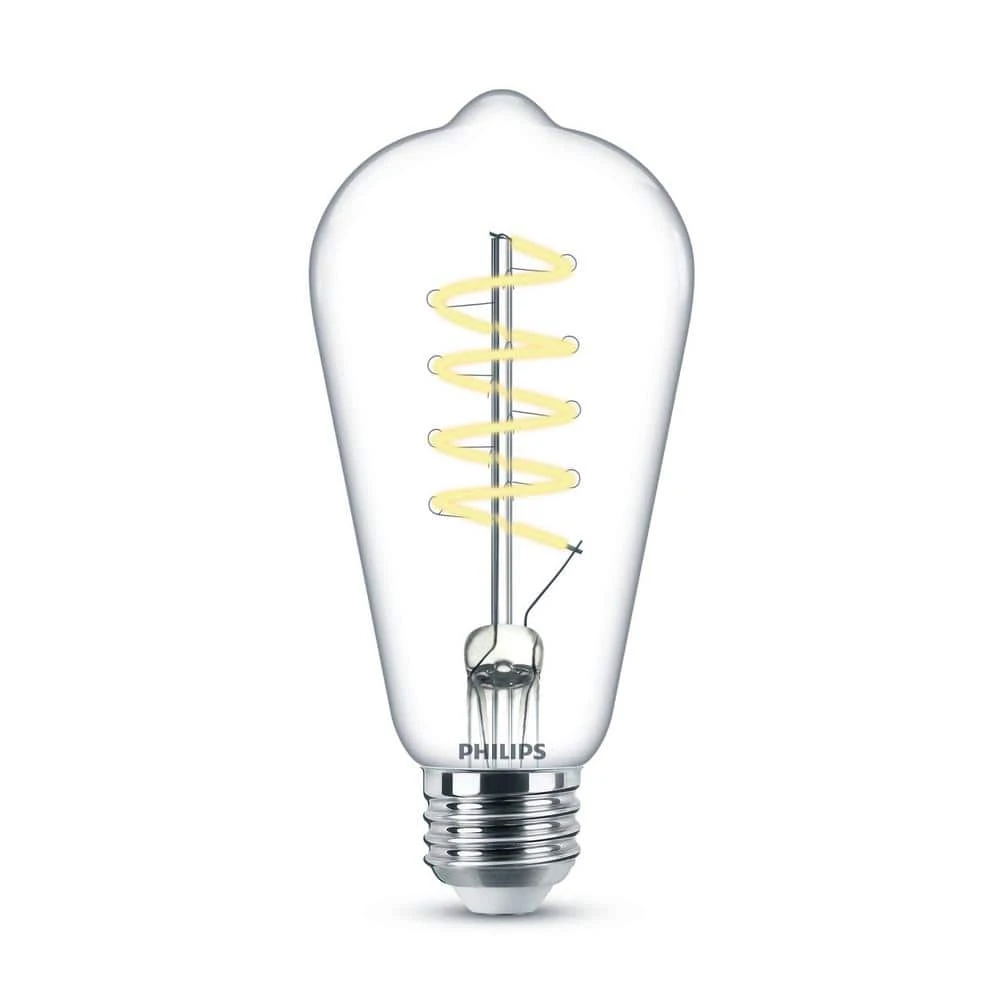 60-Watt Equivalent ST19 Spiral Filament E26 Base LED Vintage Edison LED Light Bulb 2700K Soft White (1-Pack) by Philips 3 60-Watt Equivalent ST19 Spiral Filament E26 Base LED Vintage Edison LED Light Bulb 2700K Soft White (1-Pack) by Philips