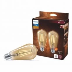 75-Watt Equivalent ST19 Glass Dimmable E26 Vintage Edison LED Light Bulb Amber 2000K (2-Pack) by Philips -Philips Lighting Shop philips edison bulbs 565969 c3 1000