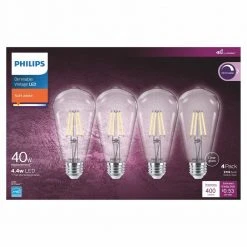 40-Watt Equivalent ST19 Clear Glass Dimmable E26 Vintage Edison LED Light Bulb Soft White 2700K (4-Pack) by Philips 16 40-Watt Equivalent ST19 Clear Glass Dimmable E26 Vintage Edison LED Light Bulb Soft White 2700K (4-Pack) by Philips -Philips Lighting Shop philips edison bulbs 573989 4f 1000