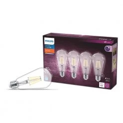 40-Watt Equivalent ST19 Clear Glass Dimmable E26 Vintage Edison LED Light Bulb Soft White 2700K (4-Pack) by Philips 15 40-Watt Equivalent ST19 Clear Glass Dimmable E26 Vintage Edison LED Light Bulb Soft White 2700K (4-Pack) by Philips -Philips Lighting Shop philips edison bulbs 573989 c3 1000