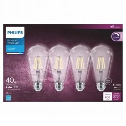 40-Watt Equivalent ST19 Clear Glass Dimmable E26 Vintage Edison LED Light Bulb Daylight 5000K (4-Pack) by Philips -Philips Lighting Shop philips edison bulbs 573997 4f 1000