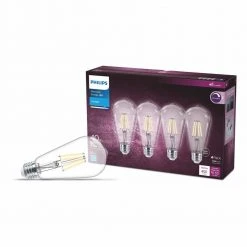 40-Watt Equivalent ST19 Clear Glass Dimmable E26 Vintage Edison LED Light Bulb Daylight 5000K (4-Pack) by Philips -Philips Lighting Shop philips edison bulbs 573997 c3 1000