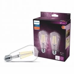 75-Watt Equivalent ST19 Clear Glass Dimmable E26 Vintage Edison LED Light Bulb Soft White with Warm Glow 2700K (2-Pack) by Philips -Philips Lighting Shop philips edison bulbs 574004 c3 1000