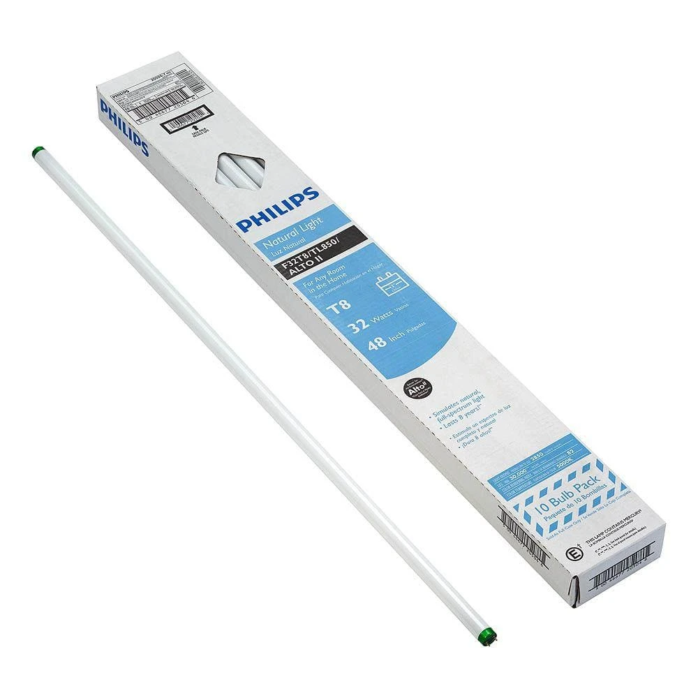 32-Watt 4 ft. T8 Linear Fluorescent Tube Light Bulb Natural Light (5000K) (10-Pack) by Philips 4 32-Watt 4 ft. T8 Linear Fluorescent Tube Light Bulb Natural Light (5000K) (10-Pack) by Philips - Image 2