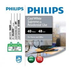 40-Watt 4 ft. Linear T12 ALTO Fluorescent Tube Light Bulb Cool White (4100K) (2-Pack) by Philips -Philips Lighting Shop philips fluorescent tube lights 543421 a0 1000