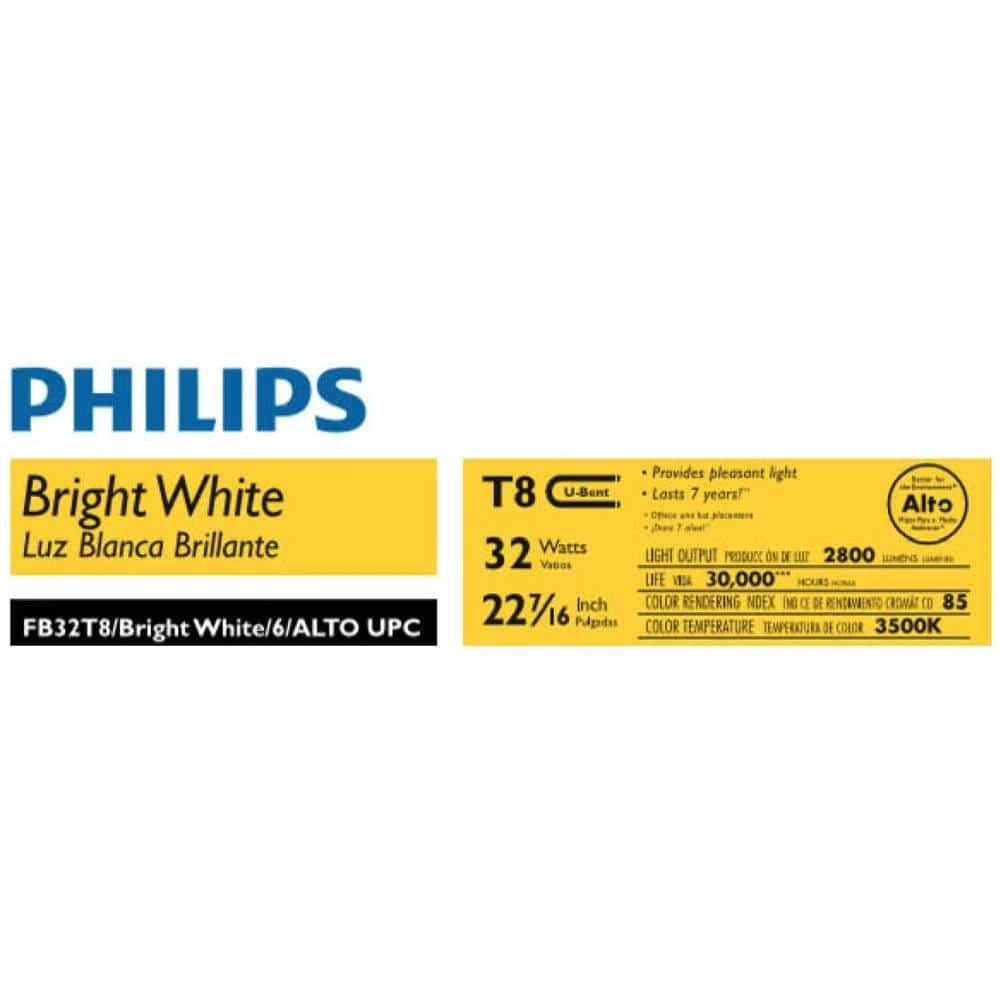 32-Watt T8 Linear U-Bend Alto Fluorescent Tube Light Bulb, Bright White (3500K) (1-Bulb) by Philips 5 32-Watt T8 Linear U-Bend Alto Fluorescent Tube Light Bulb, Bright White (3500K) (1-Bulb) by Philips - Image 3