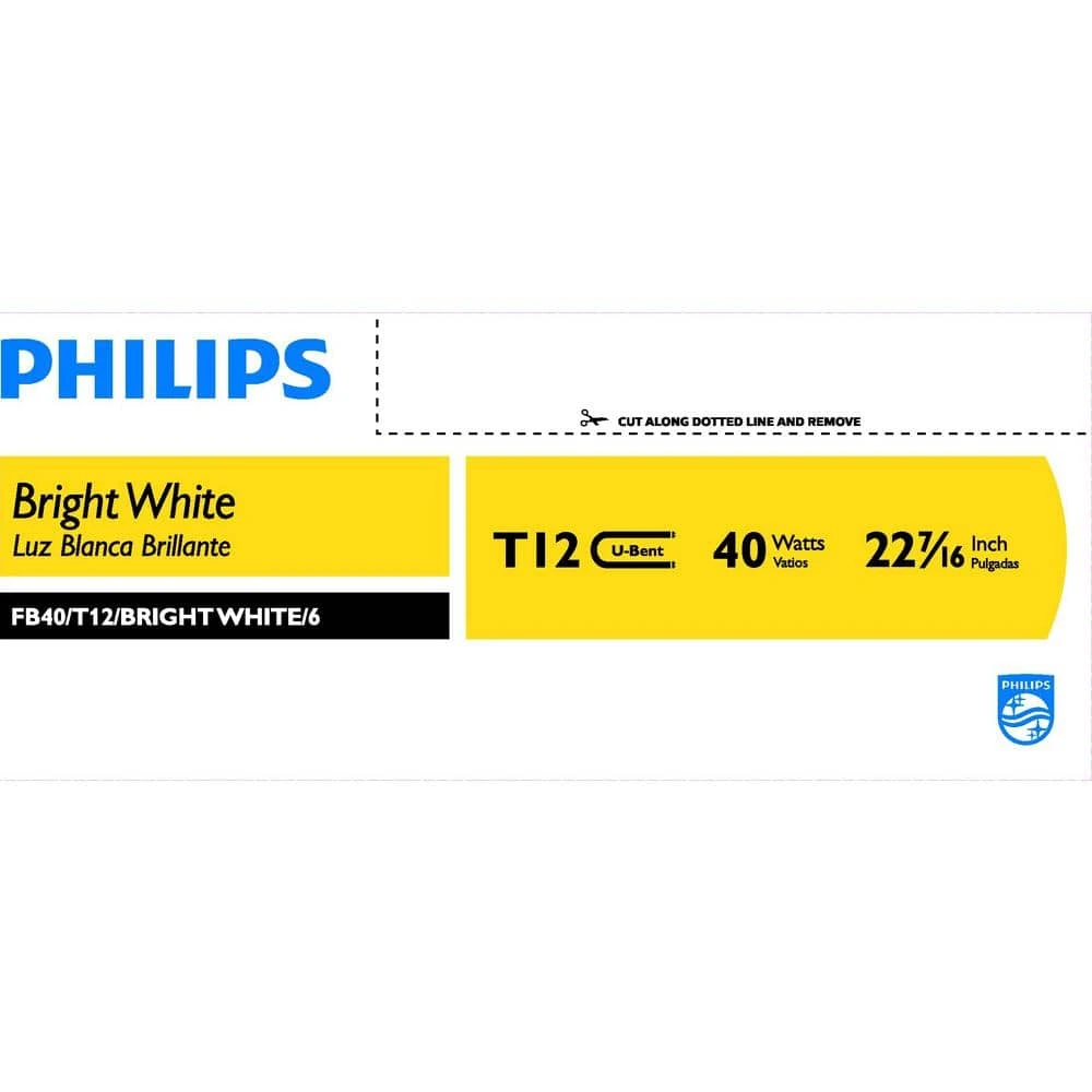 40-Watt 4 ft. Linear T12 U-Bend Fluorescent Tube Light Bulb Bright White (3500K) (1-Bulb) by Philips 5 40-Watt 4 ft. Linear T12 U-Bend Fluorescent Tube Light Bulb Bright White (3500K) (1-Bulb) by Philips - Image 3