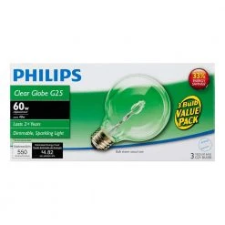 60-Watt Equivalent G25 Halogen Clear Decorative Globe Light Bulb (3-Pack) by Philips 12 60-Watt Equivalent G25 Halogen Clear Decorative Globe Light Bulb (3-Pack) by Philips -Philips Lighting Shop philips halogen bulbs 433680 c3 1000