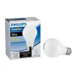 25-Watt A19 Dimmable DuraMax Long-Life Incandescent Light Bulb Soft White (2450K) (2-Pack) by Philips -Philips Lighting Shop philips incandescent light bulbs 168682 c3 1000