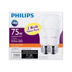 75-Watt Equivalent A19 Non-Dimmable Energy Saving LED Light Bulb Soft White (2700K) (2-Pack) by Philips -Philips Lighting Shop philips led light bulbs 462969 c3 1000