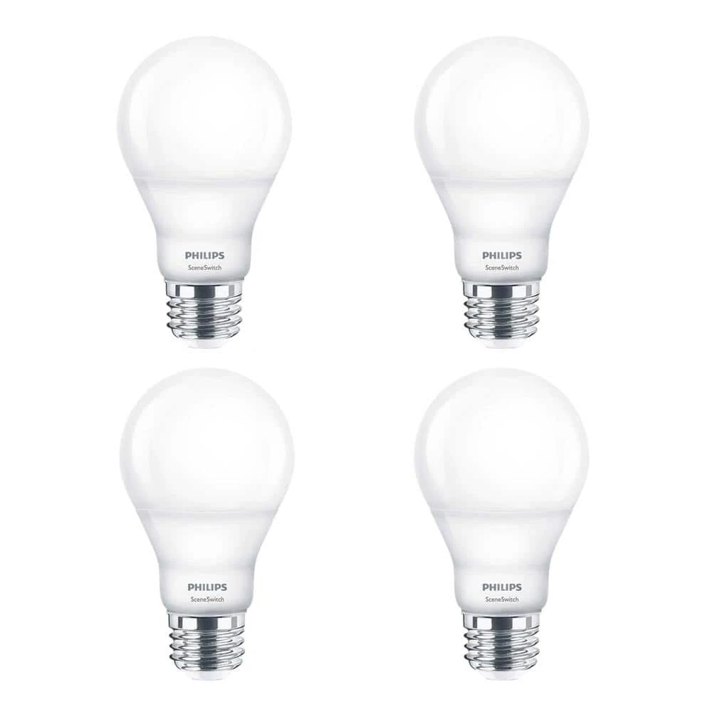 60-Watt Equivalent A19 SceneSwitch LED Light Bulb Daylight(5000K)/Soft White(2700K)/Warm Glow(2200K) (4-Pack) by Philips 3 60-Watt Equivalent A19 SceneSwitch LED Light Bulb Daylight(5000K)/Soft White(2700K)/Warm Glow(2200K) (4-Pack) by Philips