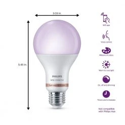 Color and Tunable White A21 LED 100W Equivalent Dimmable Smart Wi-Fi Wiz Connected Wireless LED Light Bulb (4-Pack) by Philips 17 Color and Tunable White A21 LED 100W Equivalent Dimmable Smart Wi-Fi Wiz Connected Wireless LED Light Bulb (4-Pack) by Philips -Philips Lighting Shop philips led light bulbs 562405 4f 1000 1
