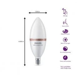 Color and Tunable White B12 LED 40W Equivalent Dimmable Smart Wi-Fi Wiz Connected Wireless LED Light Bulb by Philips 16 Color and Tunable White B12 LED 40W Equivalent Dimmable Smart Wi-Fi Wiz Connected Wireless LED Light Bulb by Philips -Philips Lighting Shop philips led light bulbs 562454 1f 1000