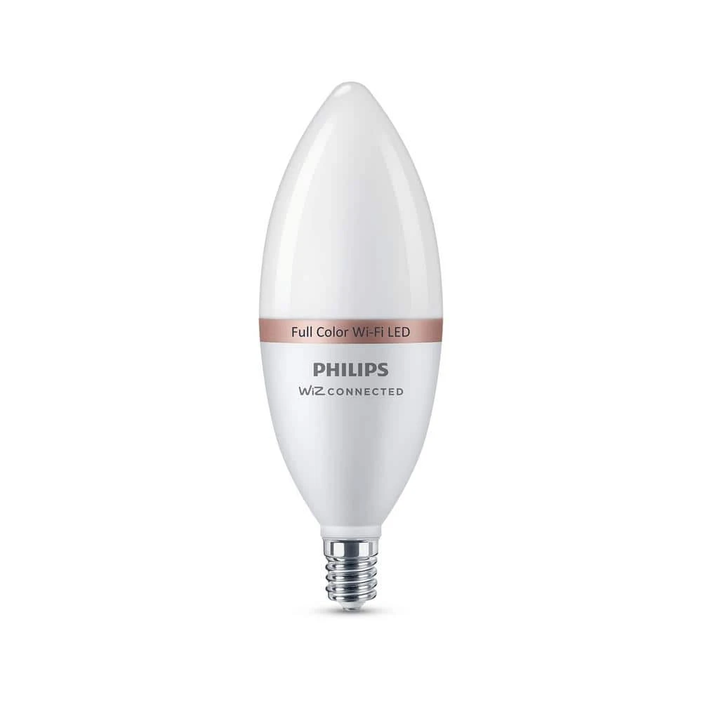 Color and Tunable White B12 LED 40W Equivalent Dimmable Smart Wi-Fi Wiz Connected Wireless LED Light Bulb by Philips 3 Color and Tunable White B12 LED 40W Equivalent Dimmable Smart Wi-Fi Wiz Connected Wireless LED Light Bulb by Philips