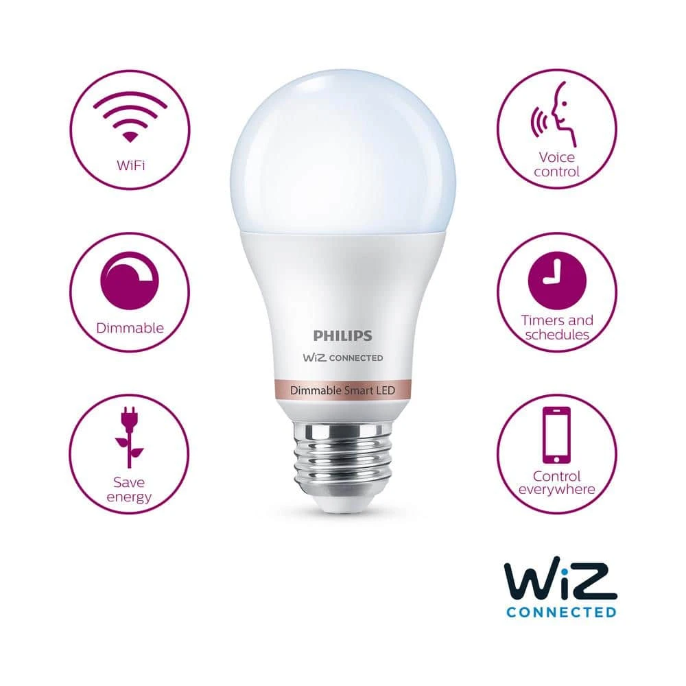 Daylight A19 LED 60W Equivalent Dimmable WiZ Connected Smart Light Bulb by Philips 8 Daylight A19 LED 60W Equivalent Dimmable WiZ Connected Smart Light Bulb by Philips - Image 6