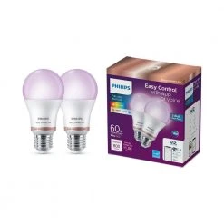 Color and Tunable White A19 LED 60-Watt Equivalent Dimmable Smart Wi-Fi Wiz Connected Wireless Light Bulb (2-Pack) by Philips -Philips Lighting Shop philips led light bulbs 562686 c3 1000
