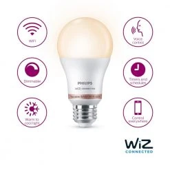 Tunable White A19 LED 60W Equivalent Dimmable Wiz Connected Smart Wi-Fi Light Bulb by Philips -Philips Lighting Shop philips led light bulbs 562694 1f 1000